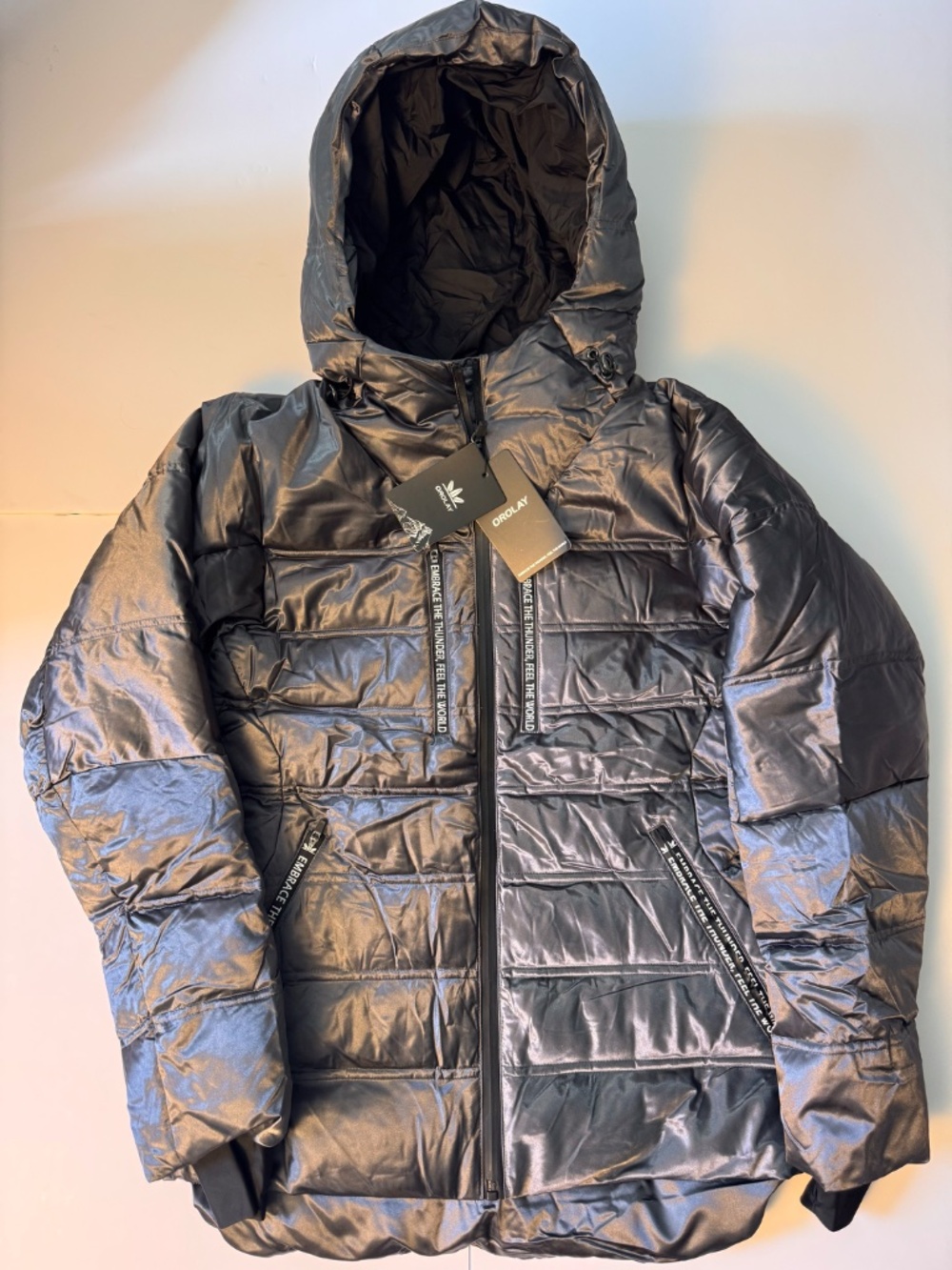 Orolay Viral Shiny Thickened Down Puffer Dark Grey Metallic XS NWT